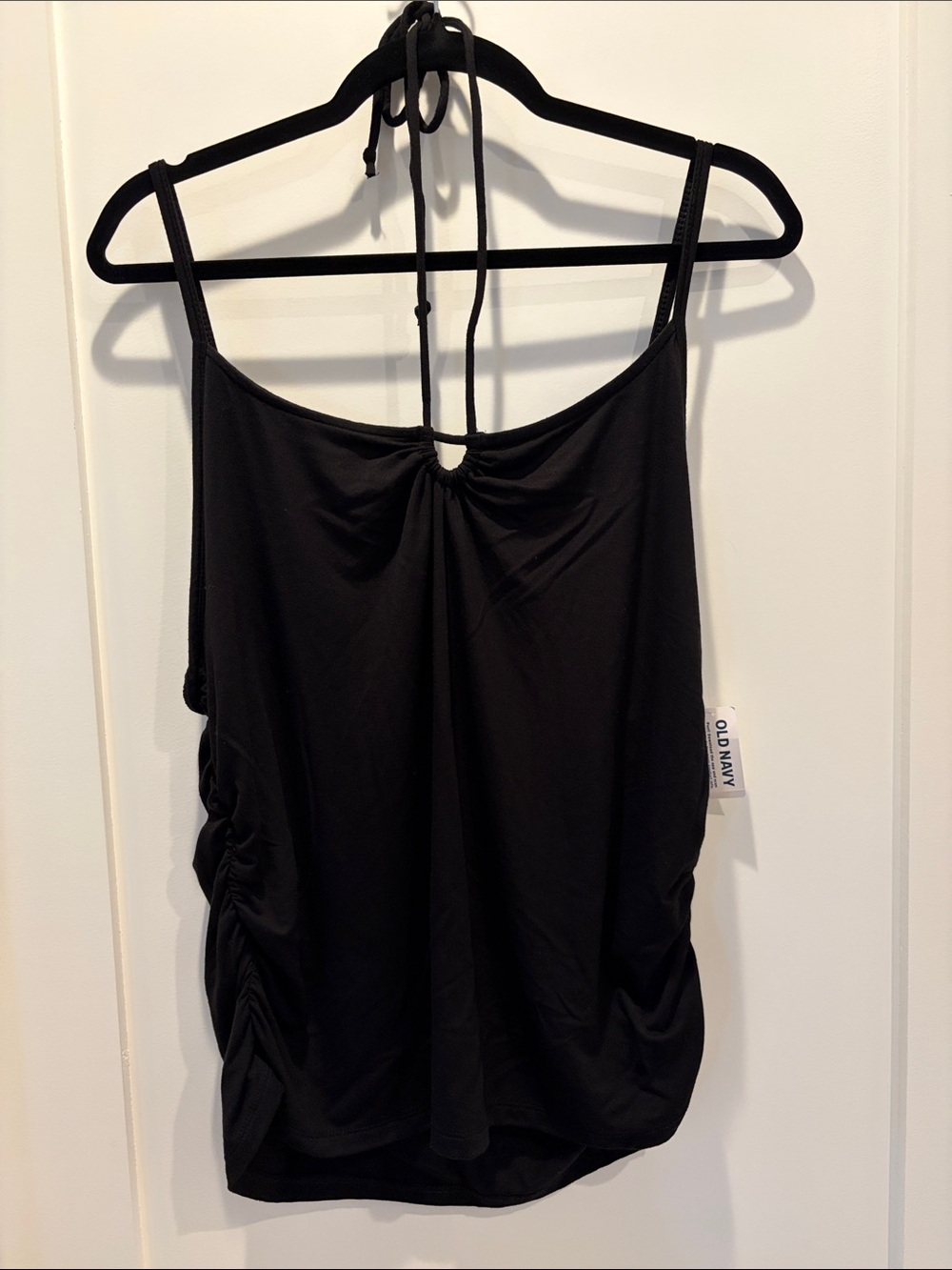 Old Navy Black Halter Camisole w/ Ruched Sides and Adjustable Straps